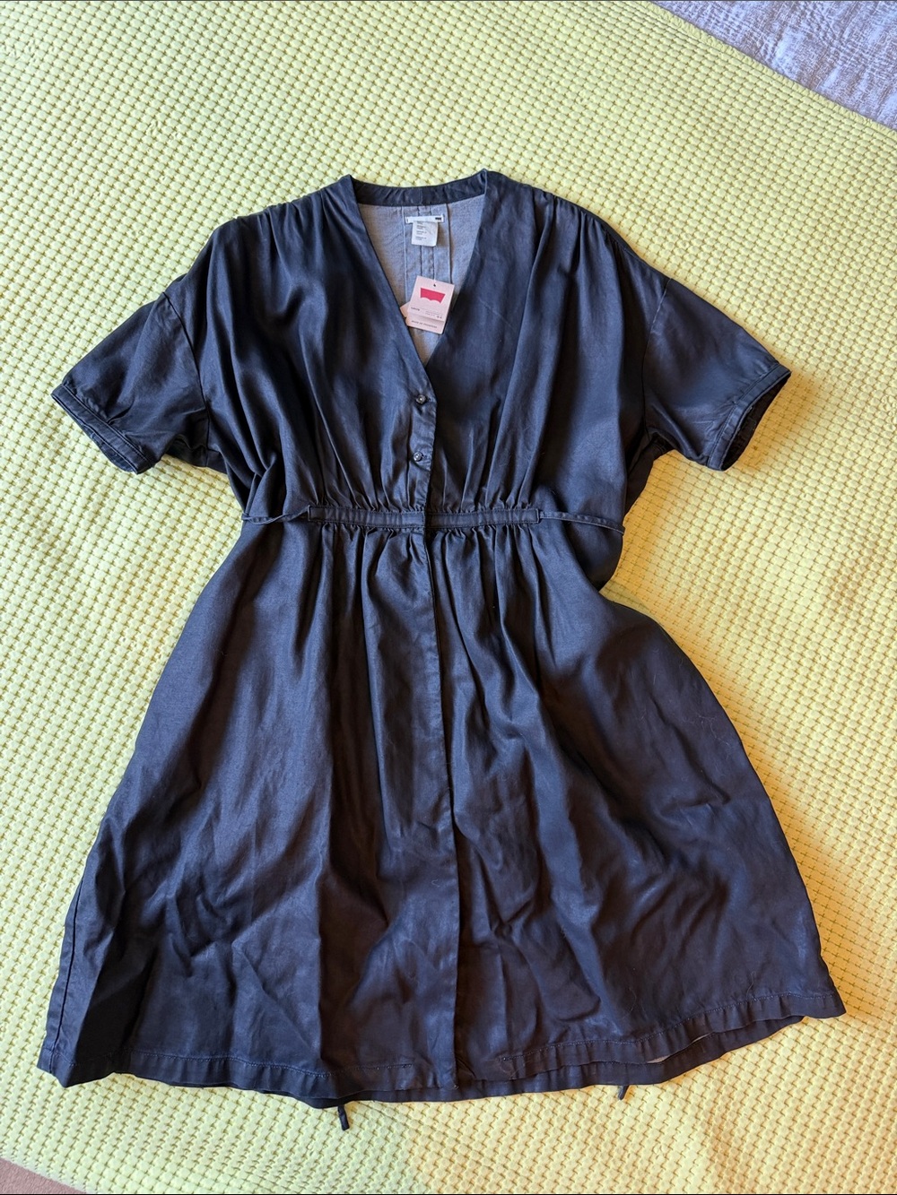 Levi's waxed dark denim Dress with button front and pockets